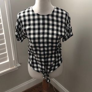 Madewell black & white checked top